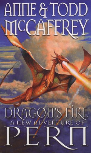 Book cover depicting a red and brown dragon breathing fire in flight.