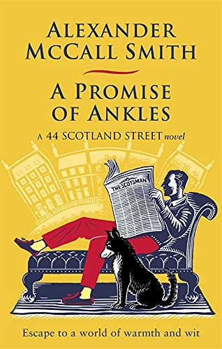 Book cover: man reading with dog, Edinburgh buildings in background.