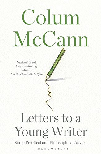 Book cover with green title, pencil illustration, and text: "Letters to a Young Writer".