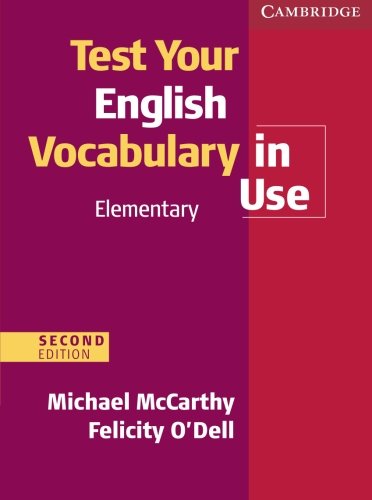 Book cover: "Test Your English Vocabulary in Use Elementary," second edition.