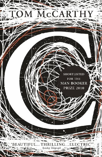 Book cover for “C” by Tom McCarthy, featuring a large, abstract letter C.
