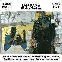CD cover for “Hidden Gardens” featuring abstract art and musicians’ names.