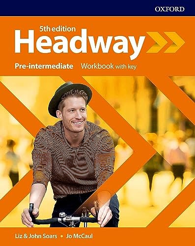 Headway Pre-Intermediate Workbook cover with a man on a bicycle.
