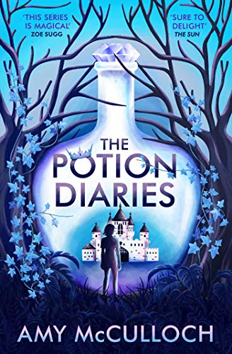 Book cover: a glowing potion bottle with a castle silhouette inside.