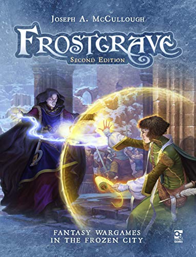 Frostgrave Second Edition cover: wizard casting a spell, snowy ruins backdrop.