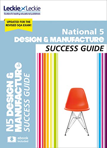 Blue textbook cover with red chair image, titled “National 5 Design & Manufacture”.