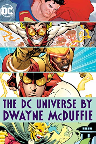 Book cover featuring DC superheroes Superman, Flash, and Aquaman.