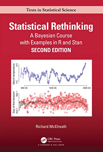 Book cover for “Statistical Rethinking,” featuring graphs and red floral imagery.