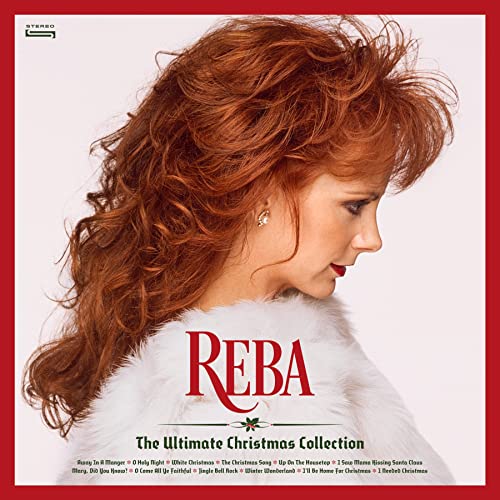 Woman with red hair and white fur coat on Christmas music album cover.