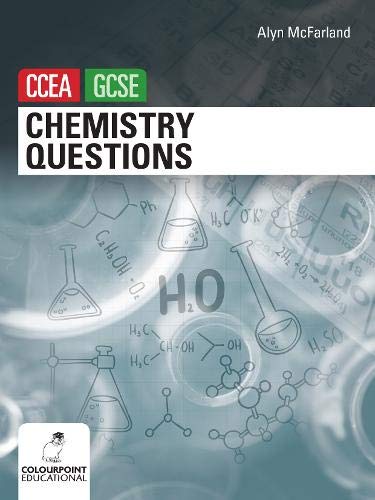 CCEA GCSE Chemistry Questions book cover with chemical diagrams.