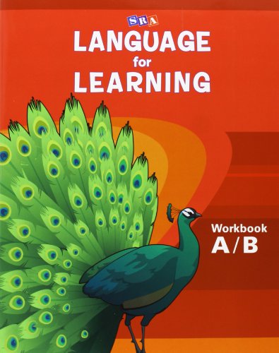 Workbook cover with peacock illustration and bold "Language for Learning" text.