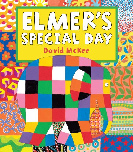 Book cover featuring a colorful patchwork elephant against a background of patterned squares.