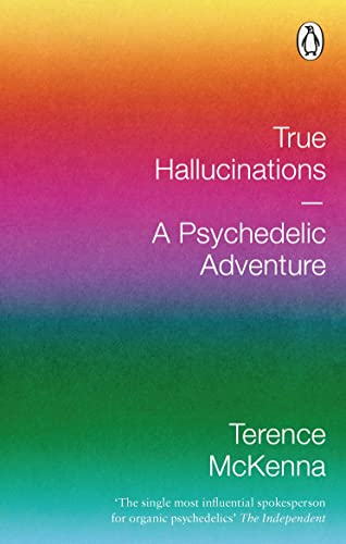 Book cover: "True Hallucinations" by Terence McKenna, with a gradient background.
