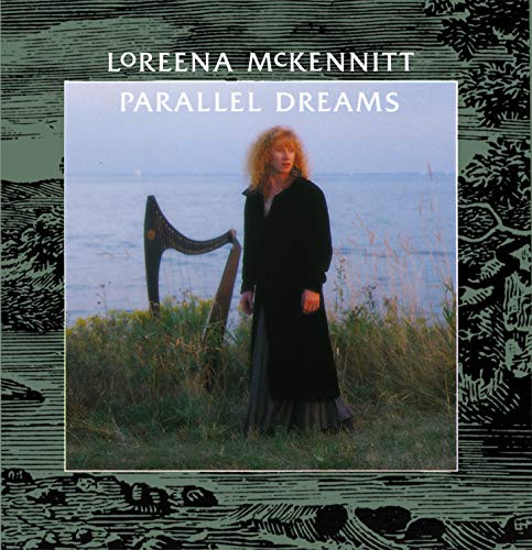 Loreena McKennitt album cover, featuring a woman with a harp by the sea.