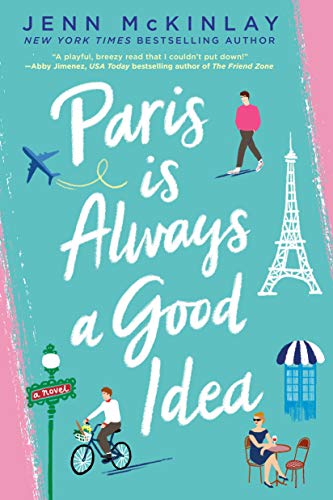 Book cover with illustrated scenes of Paris and romantic figures.