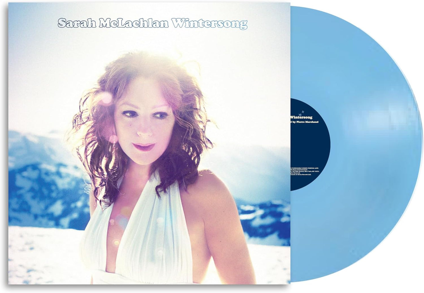Vinyl record of Sarah McLachlan’s “Wintersong,” featuring album artwork.