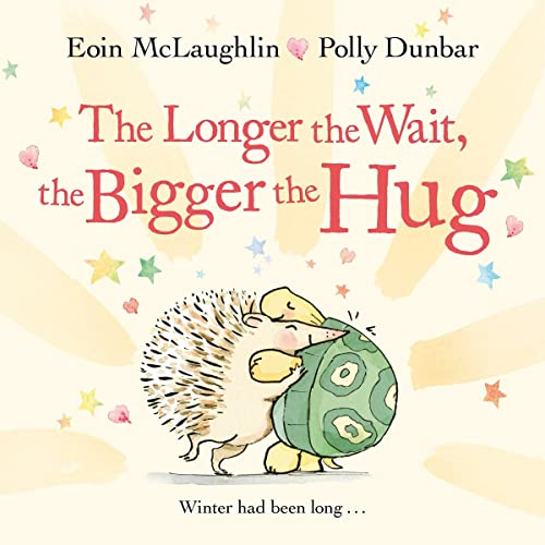 Hedgehog hugging a turtle on a pale yellow book cover.