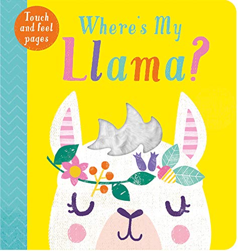 Book cover for Where's My Llama featuring a white llama illustration on yellow background.