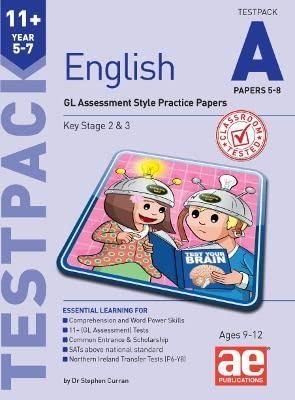 Book with colourful cover, practice test papers for 11+ English, ages 10-12.