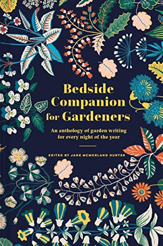 Book cover with yellow text on a dark blue background featuring botanical illustrations.
