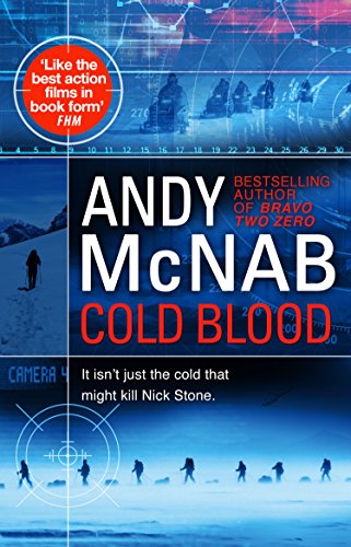 Book cover for Cold Blood by Andy McNab featuring silhouettes of people in snow.