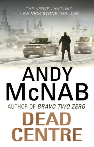 Book cover featuring a man walking on a snowy road with cars and buildings.