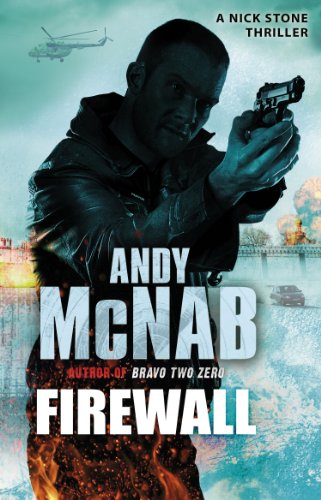 A man in a leather jacket holds a pistol against a background of fire.