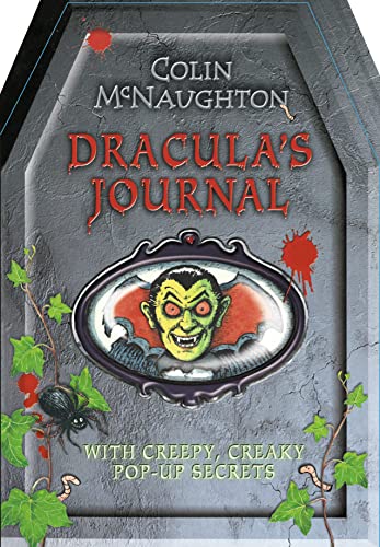 Dracula's Journal book cover, shaped like a coffin with a vampire portrait.