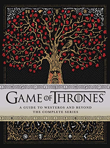 Book cover featuring a weirwood tree with red leaves and a face on black.