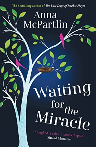 Book cover: tree with birds, nest, and title "Waiting for the Miracle".