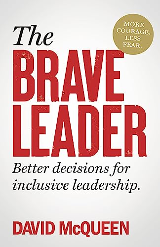Book cover: "The BRAVE Leader" by David McQueen, with red text.