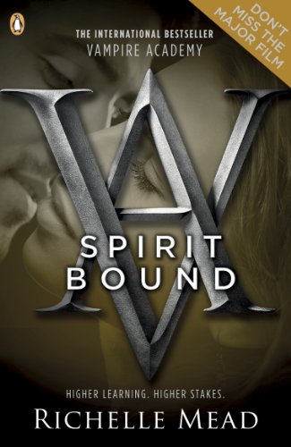 "Book cover of 'Spirit Bound' with a woman's face and metal 'V' letters."