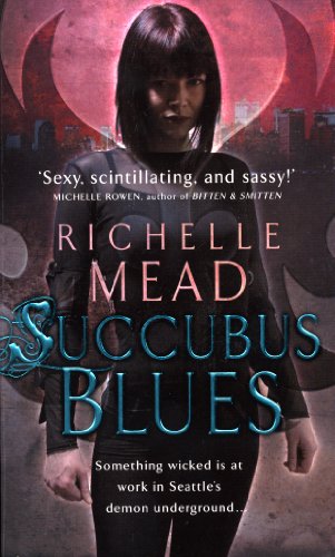 Book cover: woman in dark clothing, red moon, city skyline.
