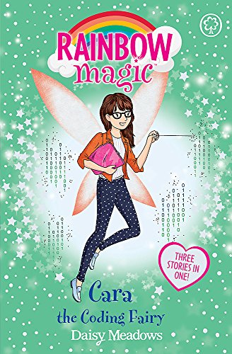 Book cover featuring a fairy with glasses, holding a tablet, and code.