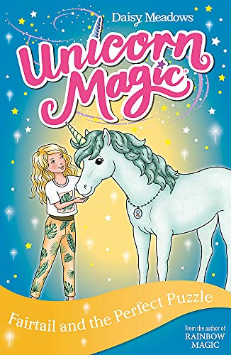 Book cover featuring a girl and a unicorn with sparkly details.