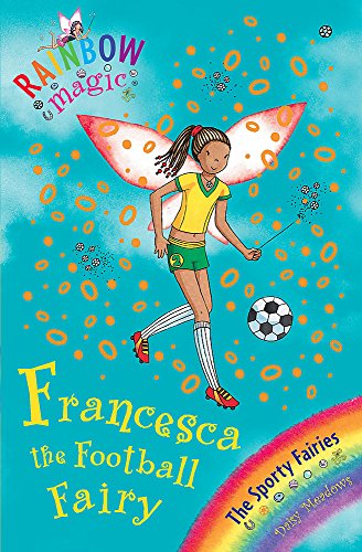Book cover featuring a fairy playing football with a sparkly background.