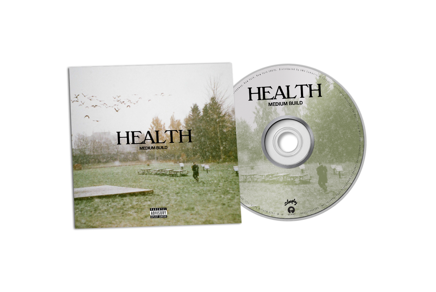 CD cover for HEALTH’s “Medium Build” with a winter landscape.