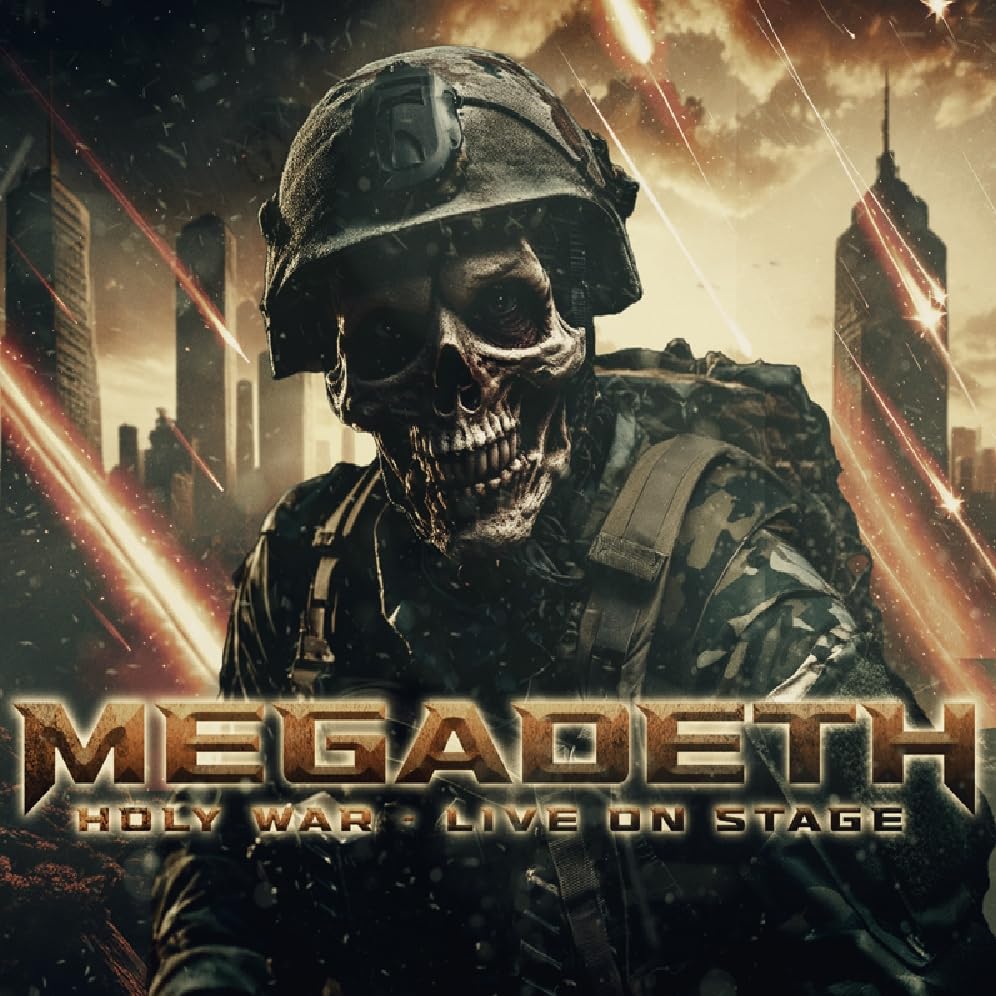 Megadeth “Holy War” album cover: skull wearing a military helmet.
