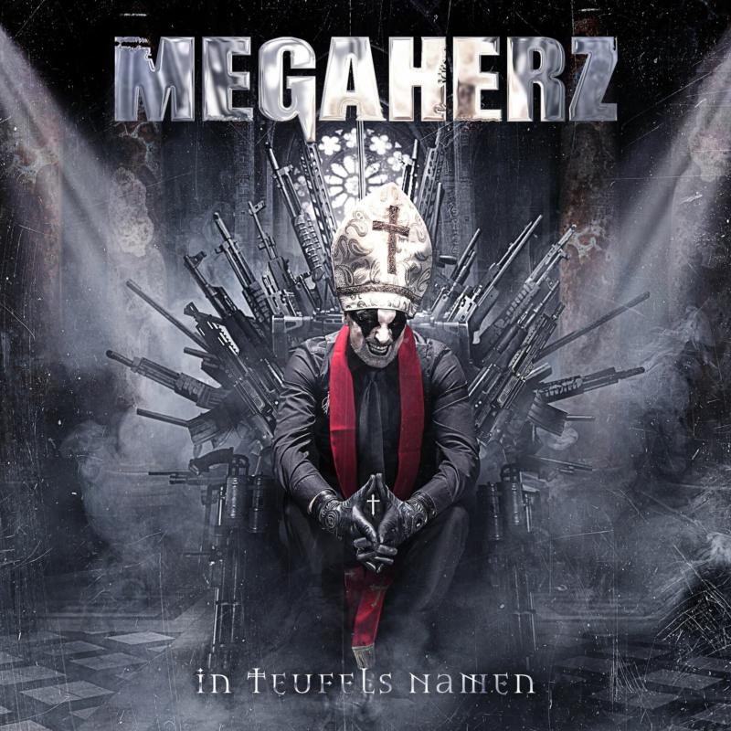 CD cover for Megaherz - In Teufels Namen, featuring a skull-faced figure on a throne.