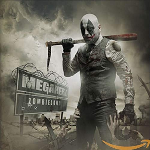CD cover: Man with war paint and baseball bat in a wasteland.