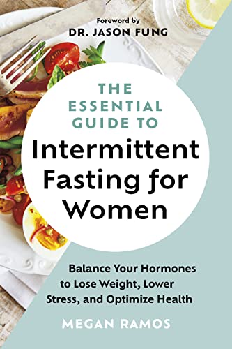 Book cover for "Intermittent Fasting for Women" with food imagery.