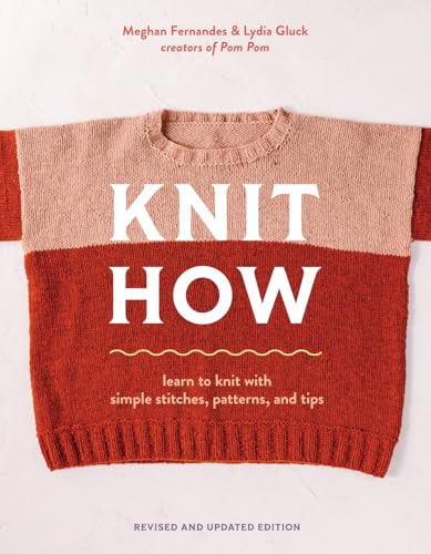 Knit How book cover featuring a knitted sweater and bold title text.