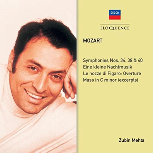 CD cover featuring Zubin Mehta’s portrait and Mozart’s symphonies listing.