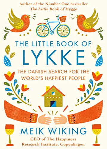 Book cover with birds, a bicycle, and a house in folk art style.
