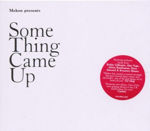 CD cover for Mekon’s “Something Came Up” with red sticker and text.
