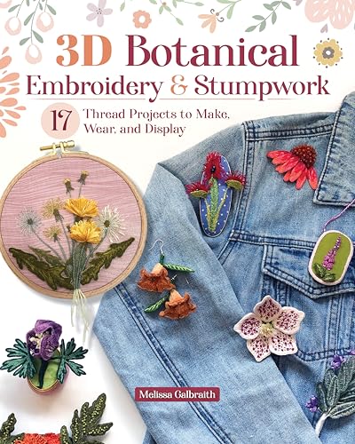 Book cover featuring 3D embroidered flowers and botanical designs.