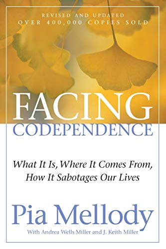 Book cover: "Facing Codependence" by Pia Mellody, with floral design.