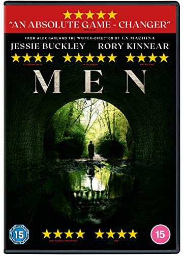 DVD cover for horror film "Men" featuring a man in a tunnel.