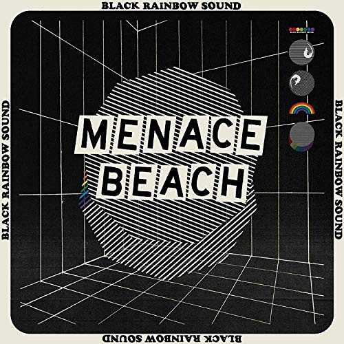 Album cover for Menace Beach: Black Rainbow Sound, black and white geometric design.