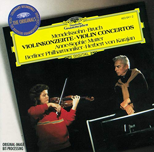 CD cover featuring violinist Anne-Sophie Mutter and conductor Herbert von Karajan.